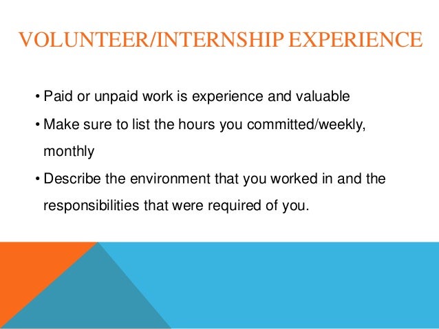 volunteer work experience resumes