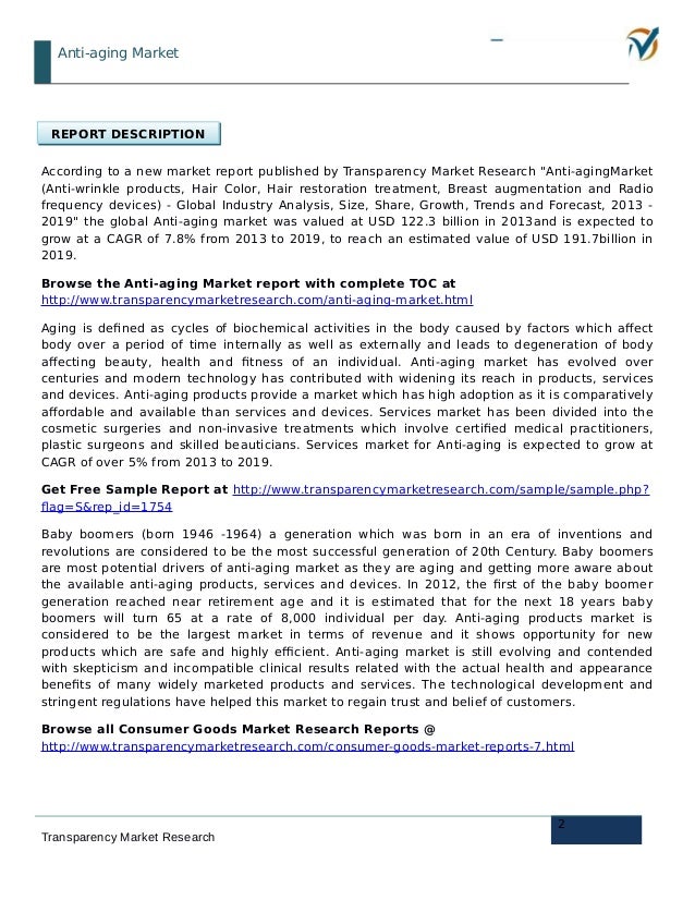research anti 2019 aging market share size, Anti analysis, aging  industry global