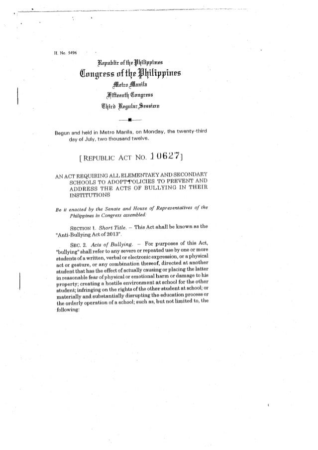 Anti Bullying Act Republic Act Anti Bullying Act Republic Act