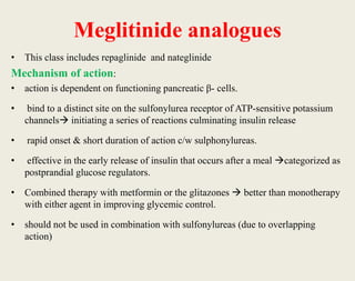 Meglitinides Examples Anti diabetics | PPTX