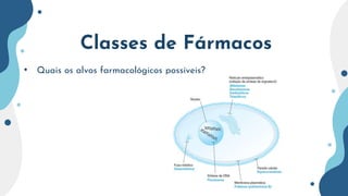 Classes de Fármacos
• Quais os alvos farmacológicos possíveis?
 