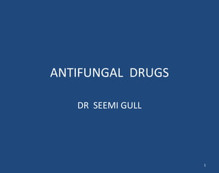 ANTIFUNGAL DRUGS

   DR SEEMI GULL




                   1
 