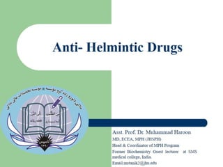 Anti helminthic drugs- Drugs used in Helminthic Infections {Pharmacology}