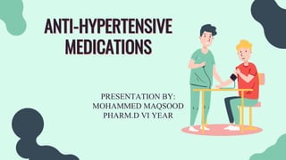 ANTI-HYPERTENSIVE
MEDICATIONS
PRESENTATION BY:
MOHAMMED MAQSOOD
PHARM.D VI YEAR
 