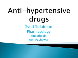 Syed Sulaiman
Pharmacology
Anesthesia
AMI Peshawar
 