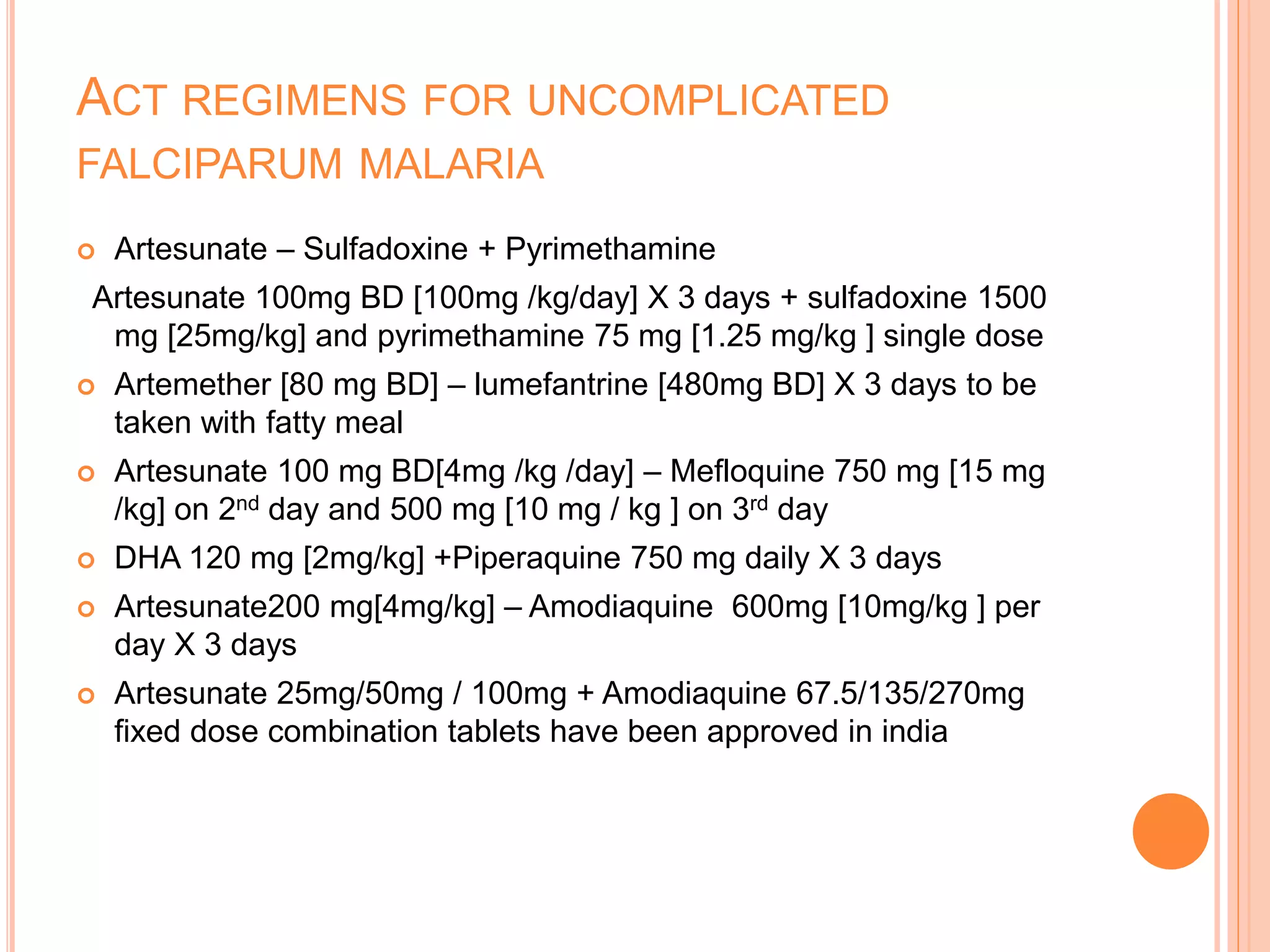 Anti -Malarials - perspective and Treatment regimen | PPTX