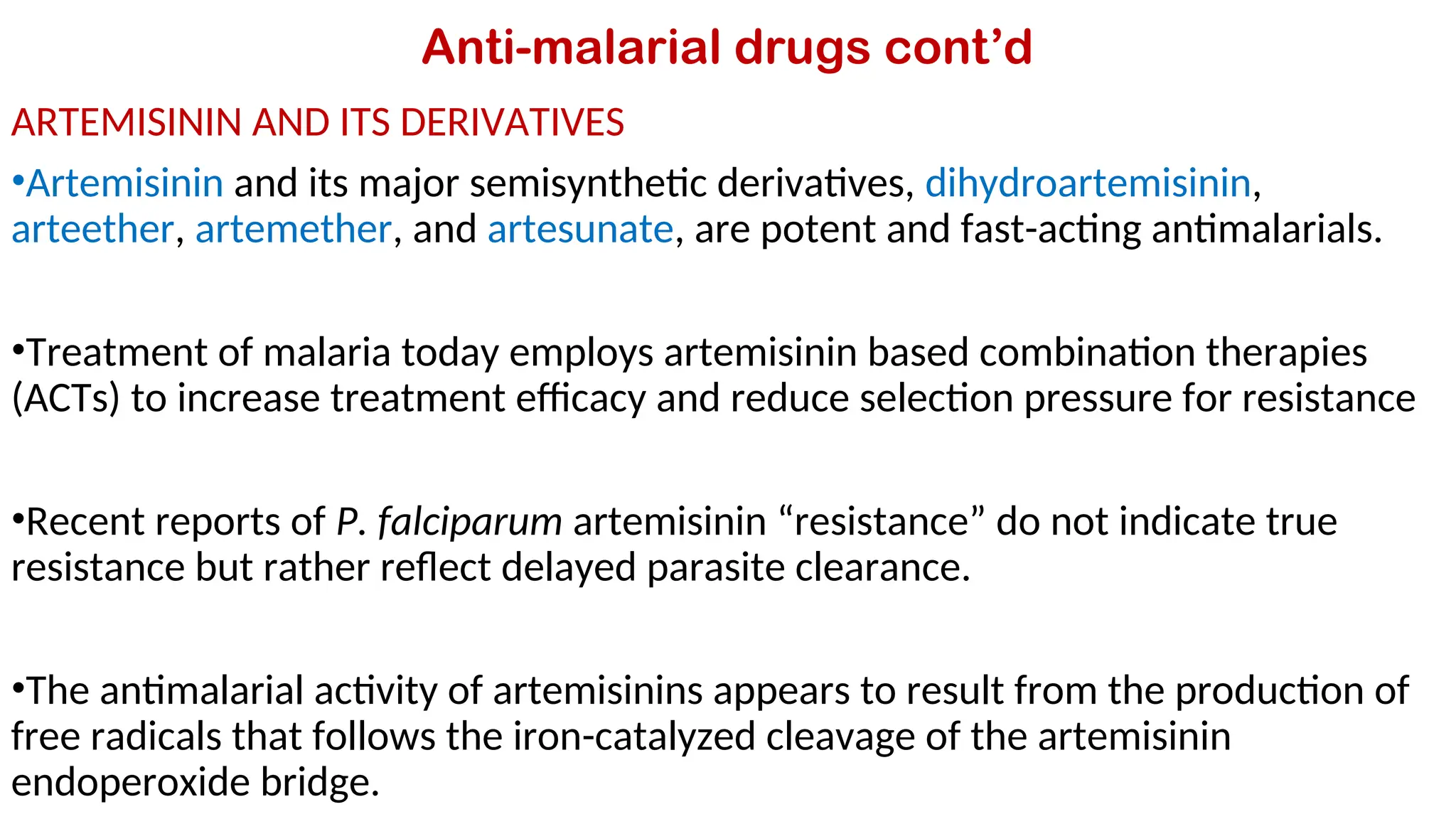 Anti-Malarials used in treatment of .ppt