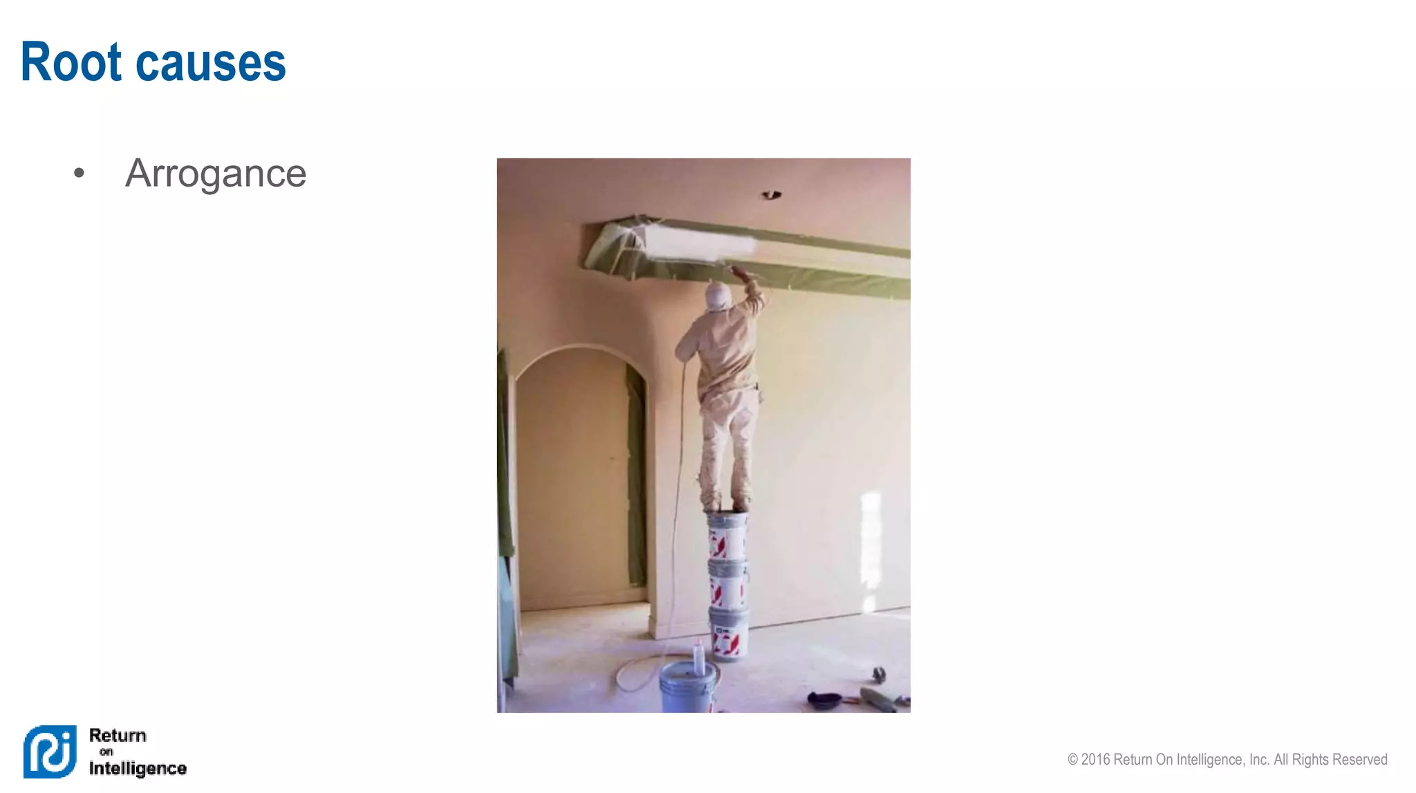 © 2016 Return On Intelligence, Inc. All Rights Reserved
• Arrogance
Root causes
 