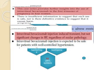  ADVERSE REACTIONS:
CNS:
Headache,
Dizziness,
Sensory
neuropath
y
CVS: HTN,Stroke
Thrombo-
embolism*
Dermat:
Alopecia
(32%)
GI:
Abdominal
pain,
vomiting,
anorexia
Haemat:
Bleeding,
leukopenia,
neutropenia
Genitourinar
y:
Proteinuria,
vaginal
haemorrhag
e
RS:
URTI,
epistaxis
 