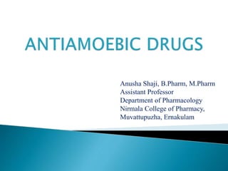 Anusha Shaji, B.Pharm, M.Pharm
Assistant Professor
Department of Pharmacology
Nirmala College of Pharmacy,
Muvattupuzha, Ernakulam
 
