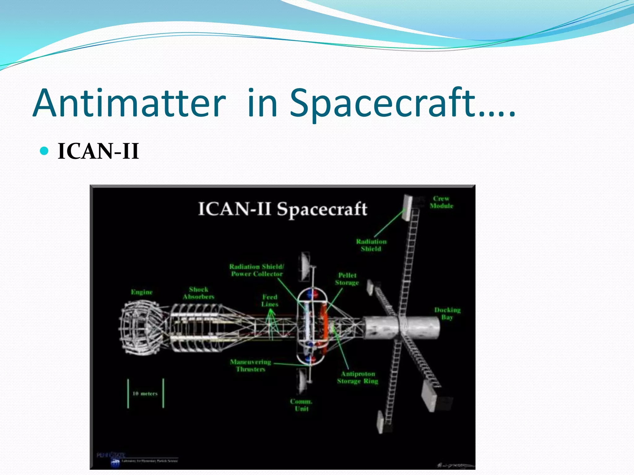 Antimatter in Spacecraft….
 ICAN-II
 