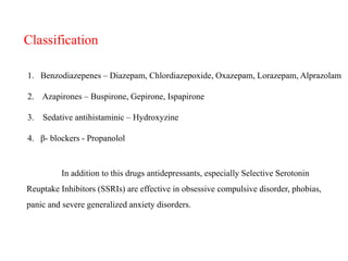 Antianxiety drugs symptoms and pharmacology | PPTX