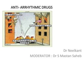 Dr Neelkant
MODERATOR : Dr S Mastan Saheb
ANTI- ARRHYTHMIC DRUGS
 