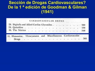 Sección de Drogas Cardiovasculares?
De la 1 ª edición de Goodman & Gilman
                  (1941)
 
