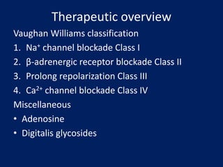 Class II – β–adrenergic blockers
• Based on two major actions
1) blockade of myocardial β–adrenergic receptors↓cAMP
 ↓ b...