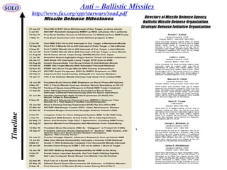 32
SOLO Anti – Ballistic Missiles
http://www.fas.org/spp/starwars/road.pdfTimeline
 