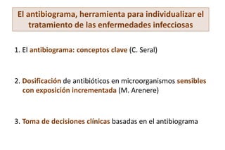 El antibiograma, herramienta para individualizar el
tratamiento de las enfermedades infecciosas
1. El antibiograma: concep...