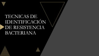 TECNICAS DE
IDENTIFICACIÓN
DE RESISTENCIA
BACTERIANA
 