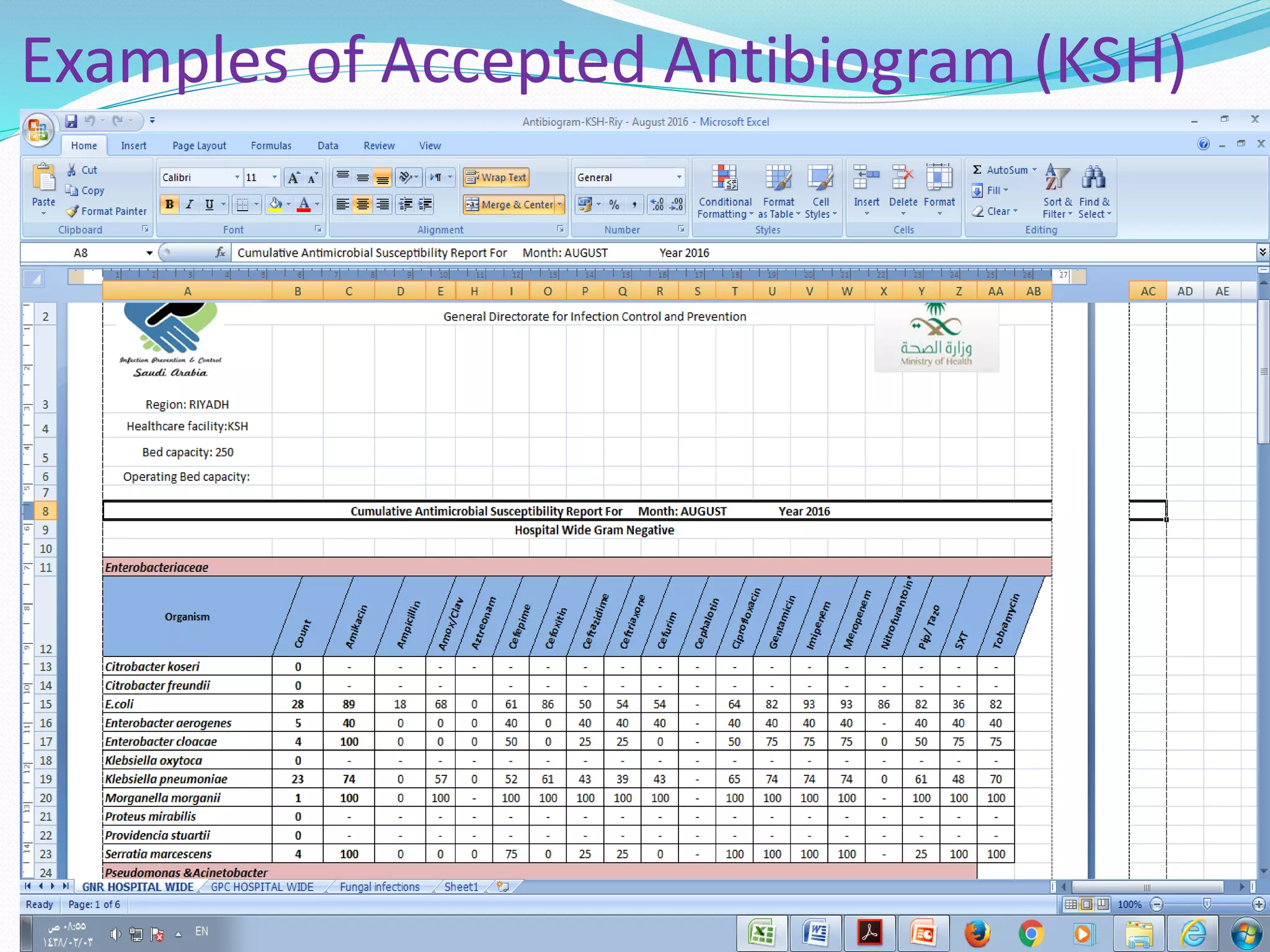 Examples of Accepted Antibiogram (KSH)
 