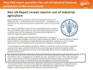New FAO report quantifies the cost of industrial livestock
production to the environment
 