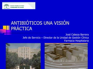 ANTIBIÓTICOS UNA VISIÓN
PRÁCTICA
                                           José Cabeza Barrera
    Jefe de Servicio – Director de la Unidad de Gestión Clínica
                                          Farmacia Hospitalaria
 
