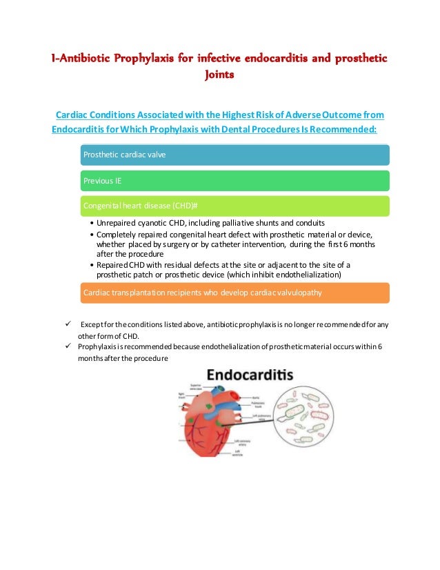 Antibiotic prophylaxis for infective endocartitis