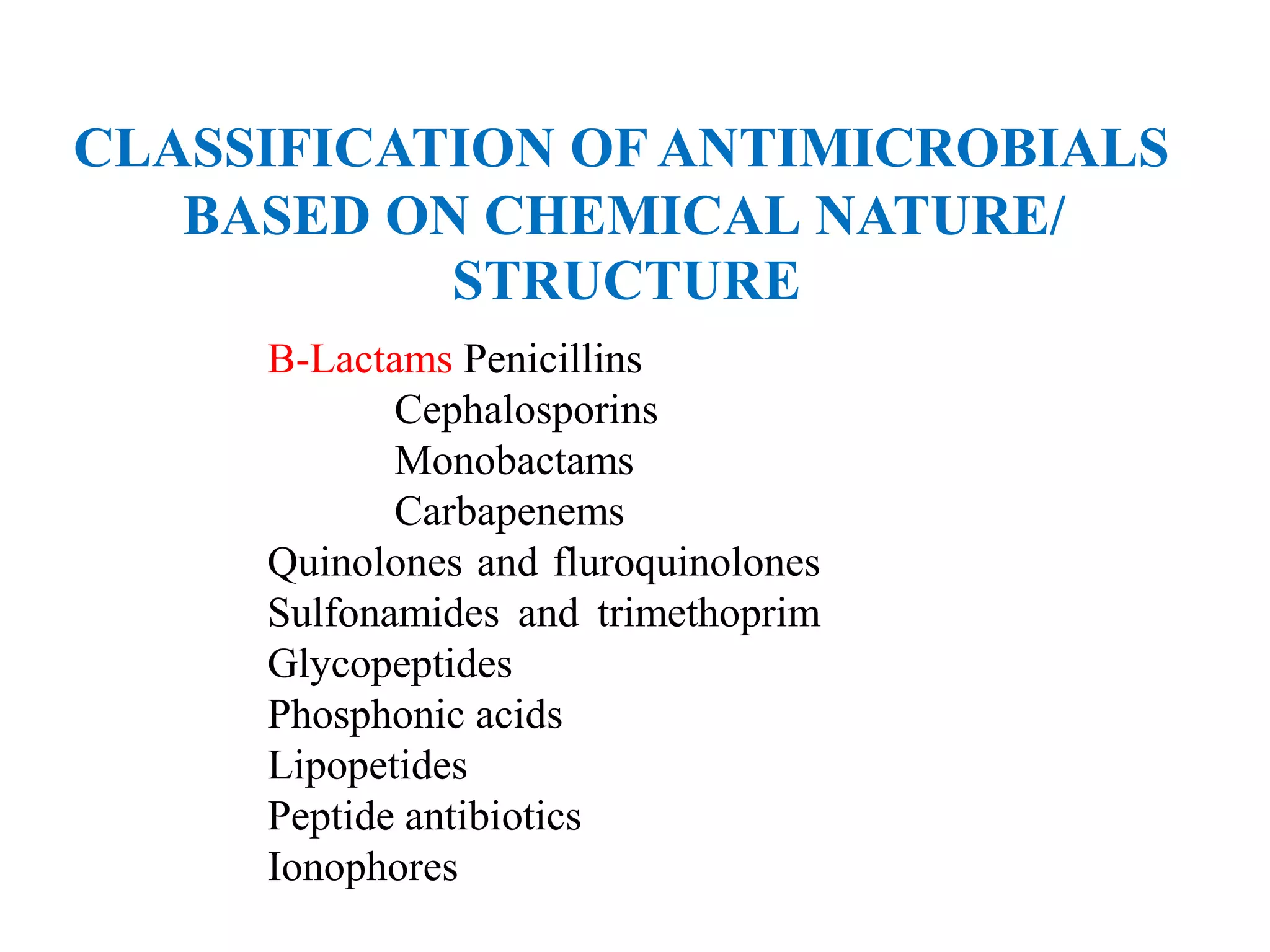 Antibiotics introduction to classification | PPTX