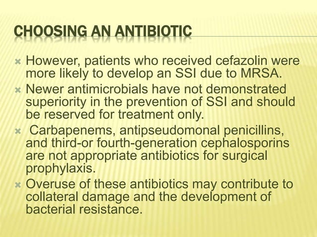 Antibiotics for surgical prophylaxis | PPT
