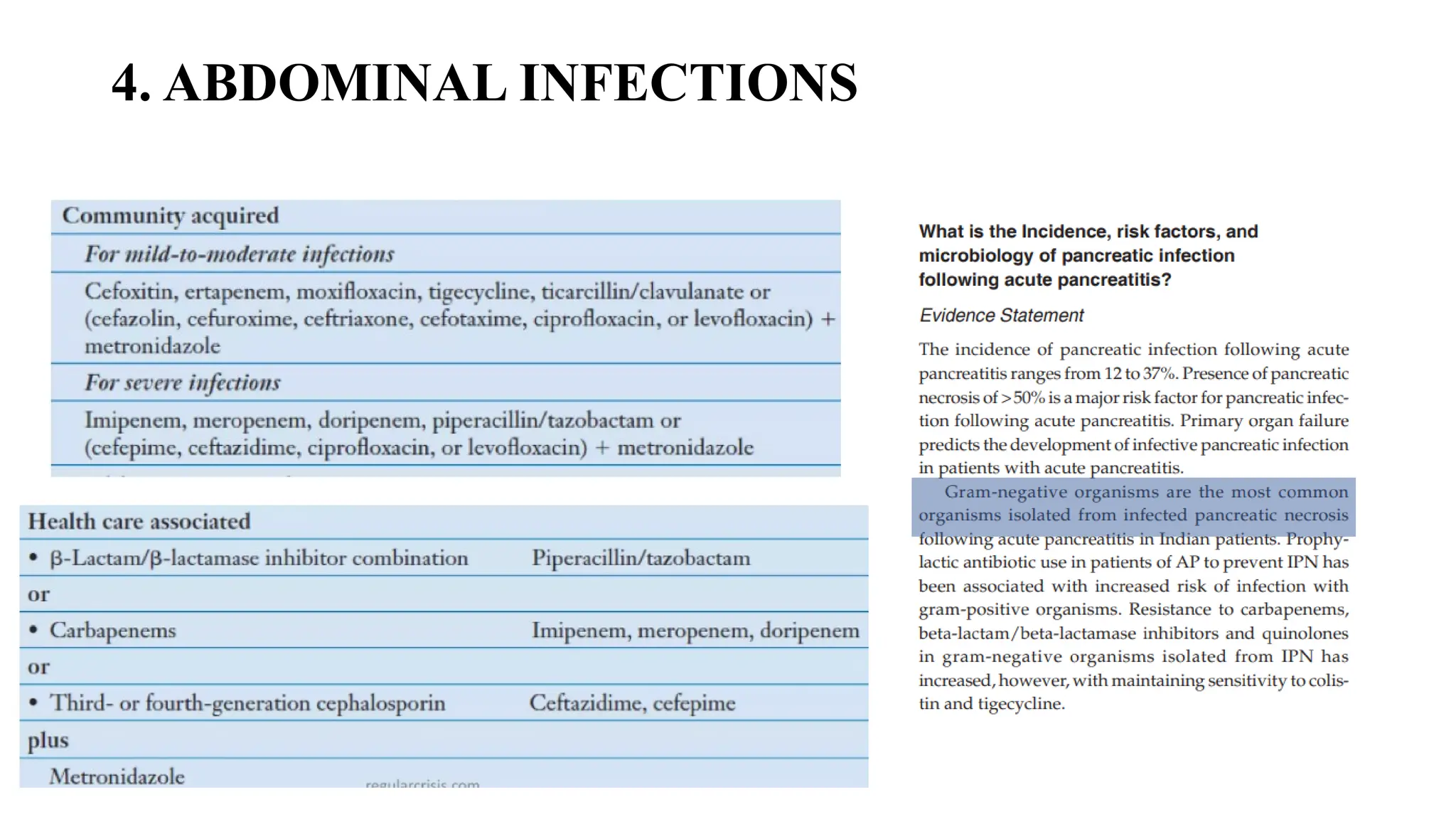 4. ABDOMINAL INFECTIONS
 