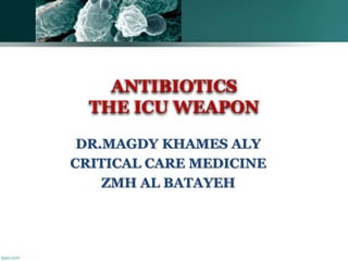 ANTIBIOTICS
THE ICU WEAPON
DR.MAGDY KHAMES ALY
CRITICAL CARE MEDICINE
ZMH AL BATAYEH
 