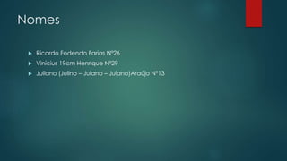 Nomes
 Ricardo Fodendo Farias Nº26
 Vinícius 19cm Henrique Nº29
 Juliano (Julino – Julano – Juiano)Araújo Nº13
 