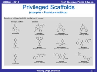 SBQsul - 2013

Prof. Gustavo Pozza Silveira

Privileged Scaffolds
(exemplos – Produtos sintéticos)

www.iq.ufrgs.br/biolab

23

 