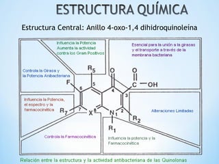 Estructura Central: Anillo 4-oxo-1,4 dihidroquinoleína
 