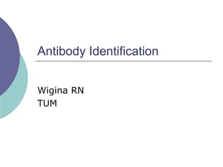 Antibody Identification
Wigina RN
TUM
 