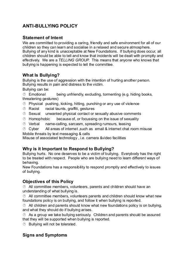 Anti Bullying Policy Anti Bullying Policy