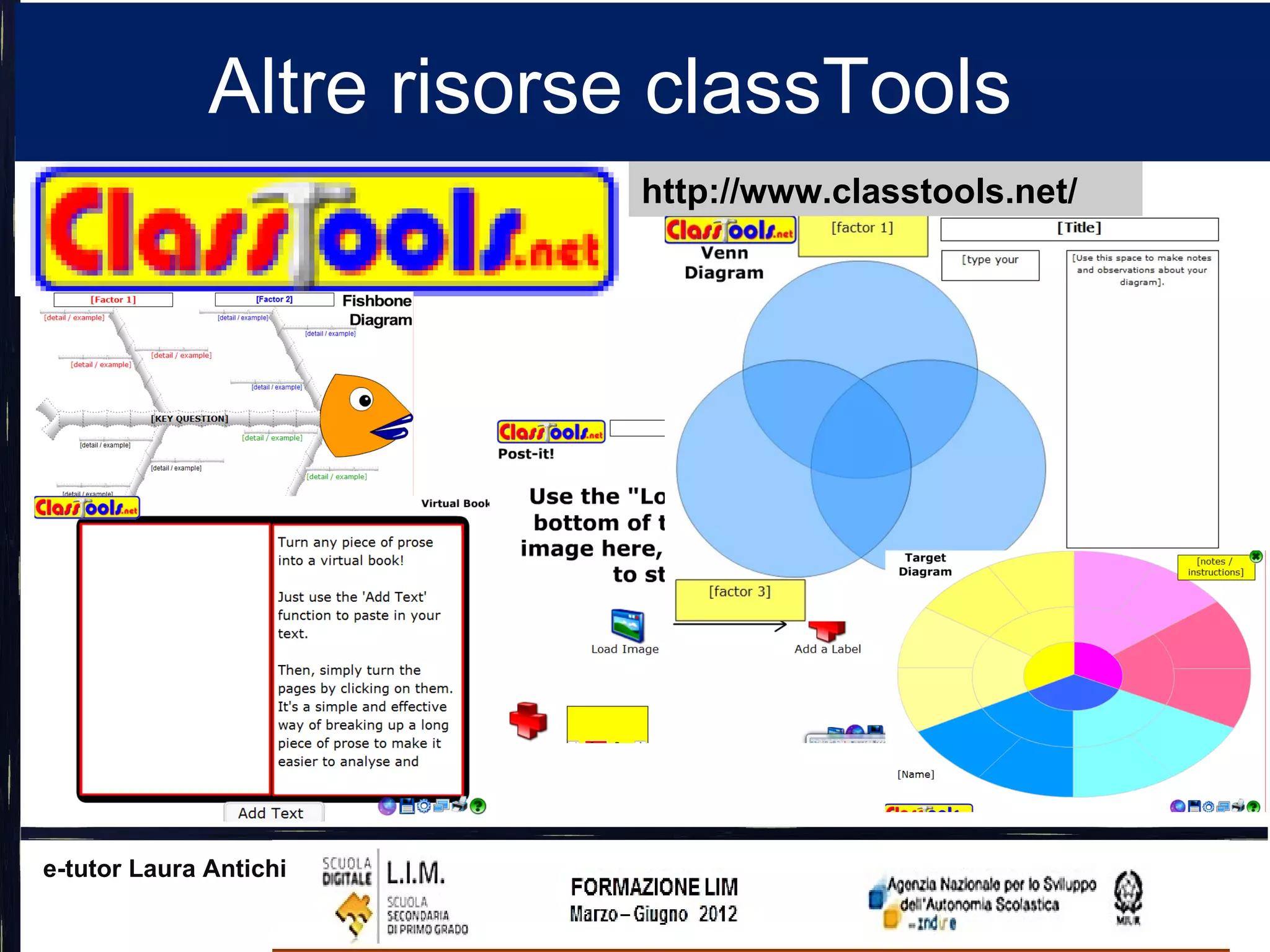 Altre risorse classTools
                          http://www.classtools.net/




e-tutor Laura Antichi
 