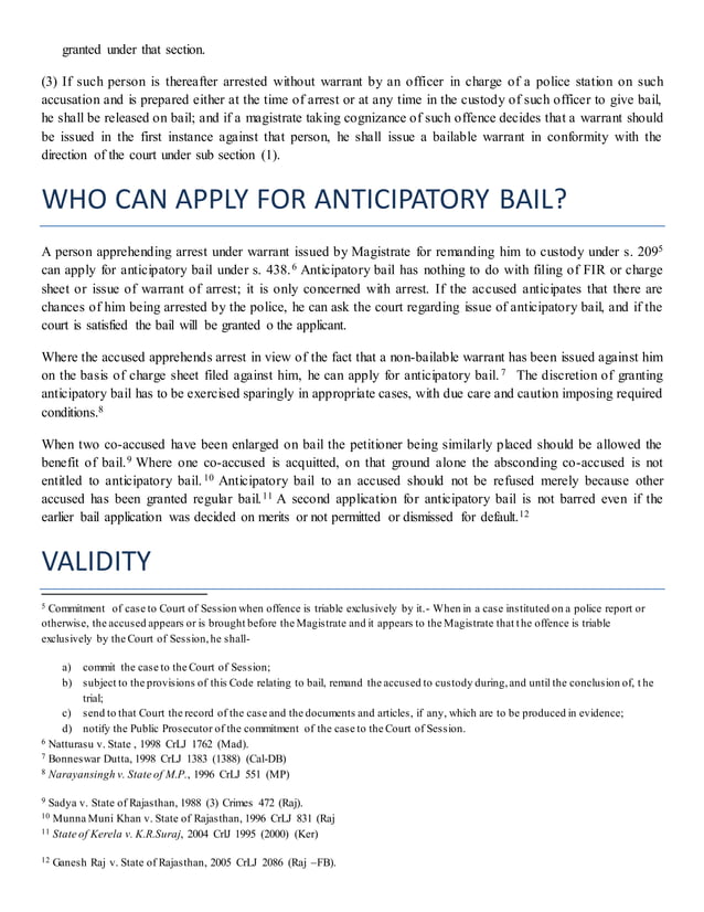 ANTICIPATORY BAIL Section 438 in The Code Of Criminal Procedure, 1973