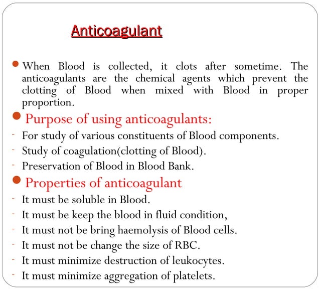 Anticoagulant | PPT | Blood Disorders | Diseases and Conditions