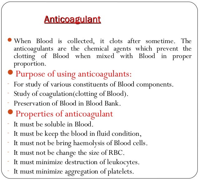 Anticoagulant Anticoagulant