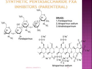 Fondaparinux
Idraparinux sodium
DRUGS:
1.Fondaparinux
2.Idraparinux sodium
3.Idrabiotaparinum
 