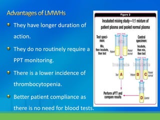 They have longer duration of
action.
They do no routinely require a
PPT monitoring.
There is a lower incidence of
thrombocytopenia.
Better patient compliance as
there is no need for blood tests.
 