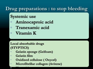 Drug preparations : to stop bleeding
 