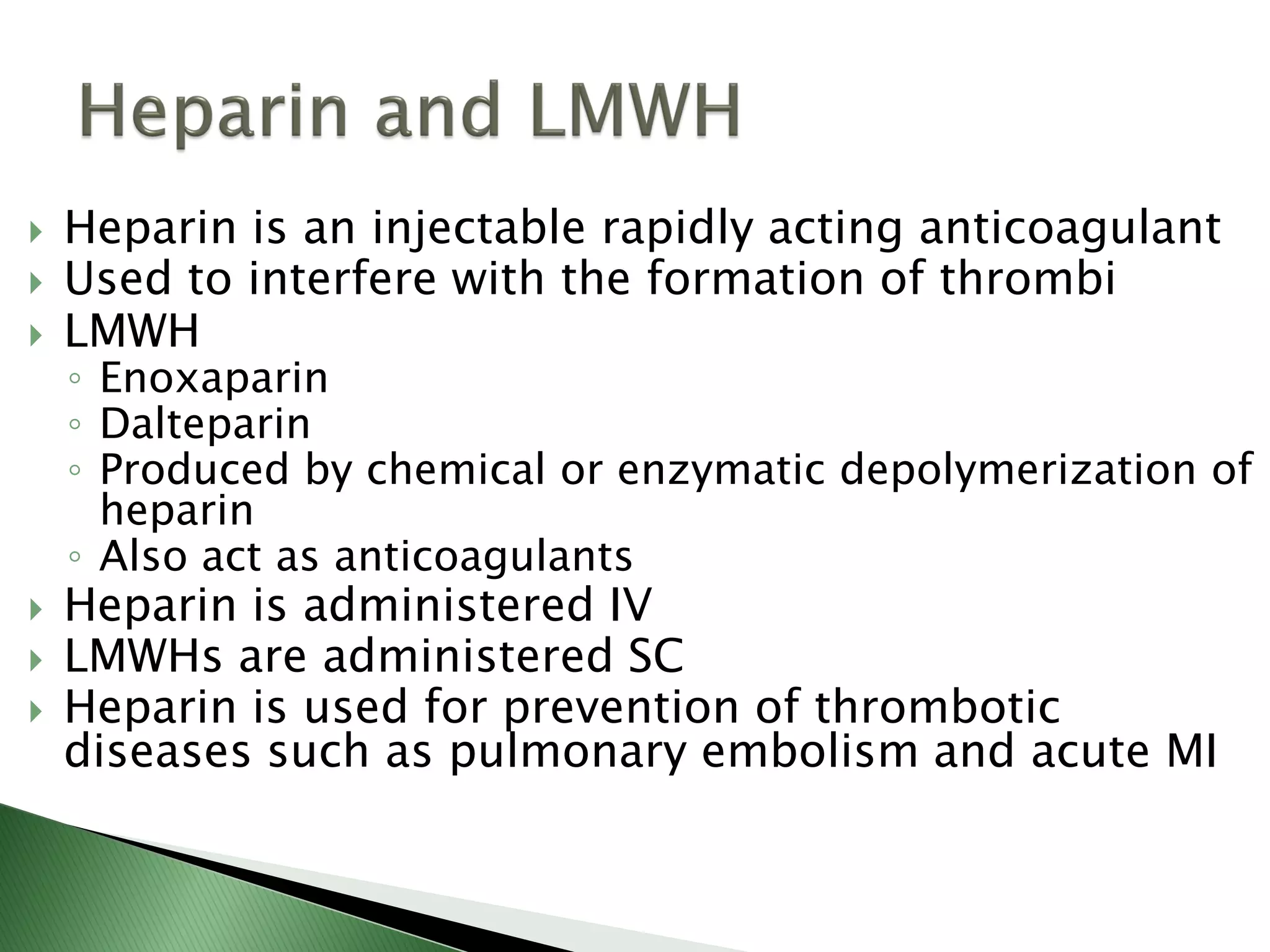 Anticoagulants and antiplatelets and hyperlipidemia drugs | PDF