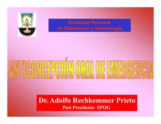 Sociedad Peruana
     de Obstetricia y Ginecología




Dr. Adolfo Rechkemmer Prieto
       Past Presidente SPOG
 