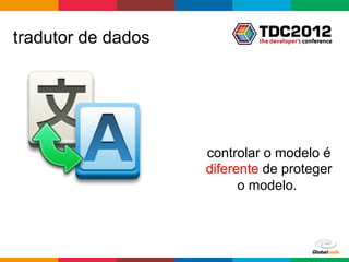 tradutor de dados




                    controlar o modelo é
                    diferente de proteger
                          o modelo.



                            Globalcode	
  –	
  Open4education
 