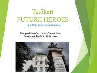 Tetőkert
FUTURE HEROES
Készítette: AntiCsillámpóni csapat
Csongrádi Batsányi János Gimnázium,
Szakképző Iskola és Kollégium
 