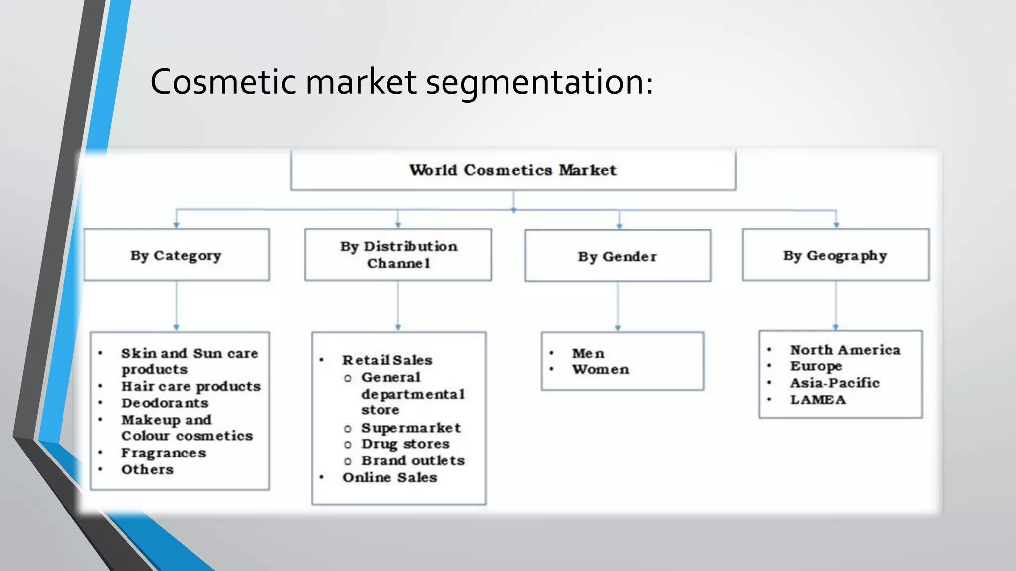 Cosmetic market segmentation:
 