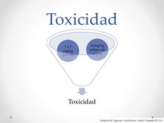 Toxicidad
   1a5      10 mg/kg
  mg/kg     peligro de
  por día    muerte




     Toxicidad
 