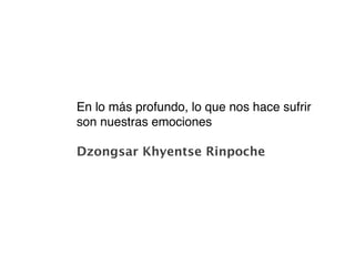 En lo más profundo, lo que nos hace sufrir
son nuestras emociones

Dzongsar Khyentse Rinpoche
 