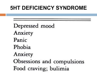 5HT DEFICIENCY SYNDROME
 